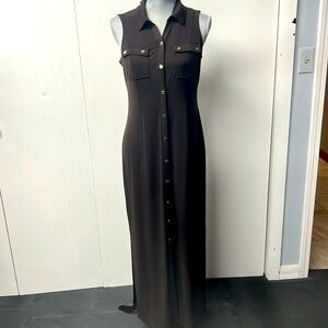 Chico’s brand button down long brown sleeveless dress.